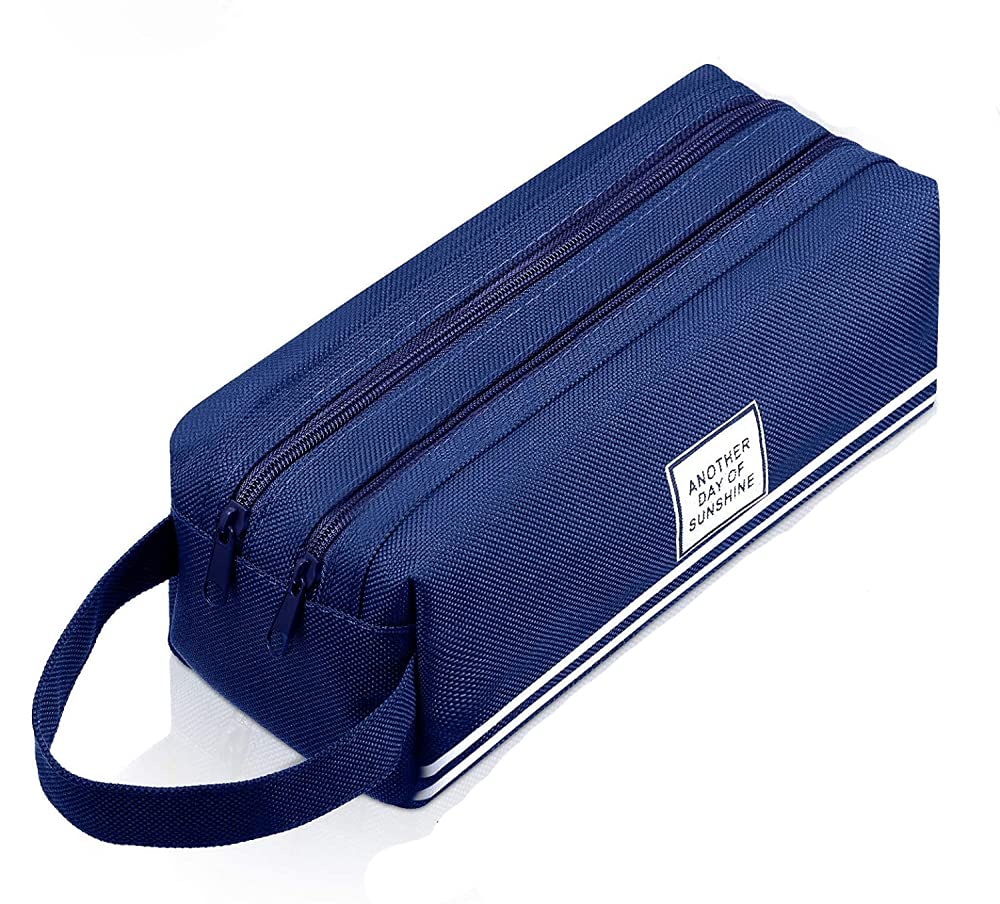 HASTHIP Large Pencil Pouch with Compartments Pencil Box for Girls Teenage Big Capacity Pen Case Stationery Storage Cosmetic Make up Bag Pouch (Dark Blue) HASTHIP Large Pencil Pouch with Compartments Pencil Box for Girls Teenage Big Capacity Pen Case Stationery Storage Cosmetic Make up Bag Pouch (Dark Blue)